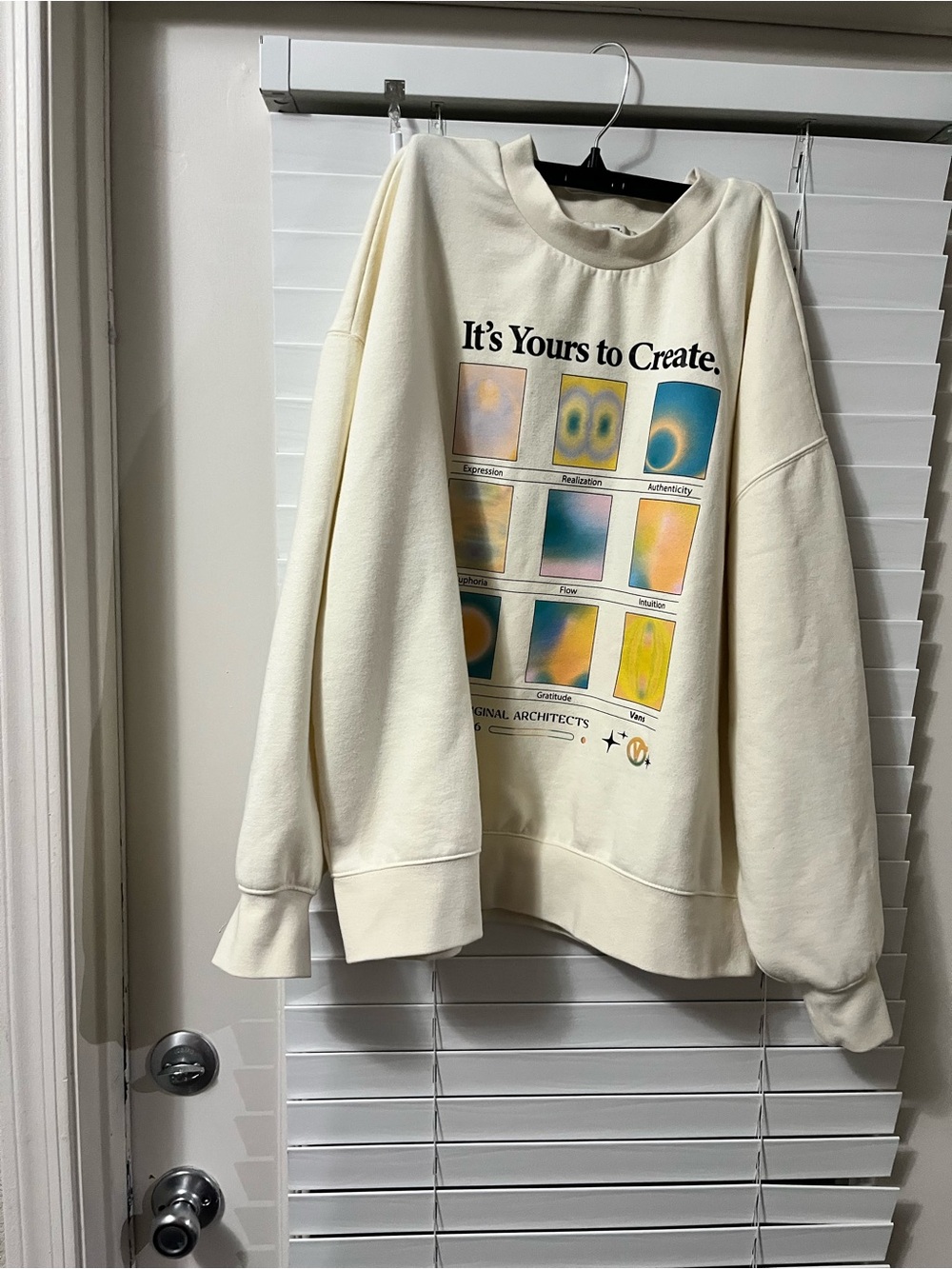 Vans Cream Graphic Crewneck Sweatshirt with Pastel Panels